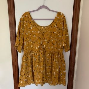 SHEIN Floral Peplum Blouse, Size 4X